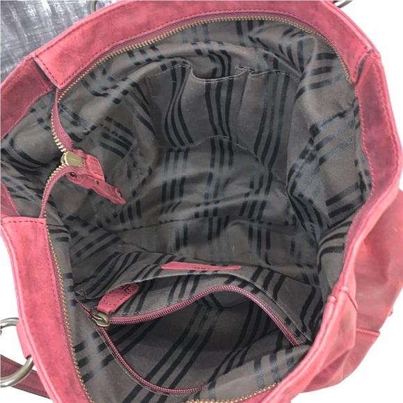 ❤️💜🩷Frye Melissa Zip Tote Bag Distressed Leather -Sangria- MSRP $398 - Picture 15 of 16